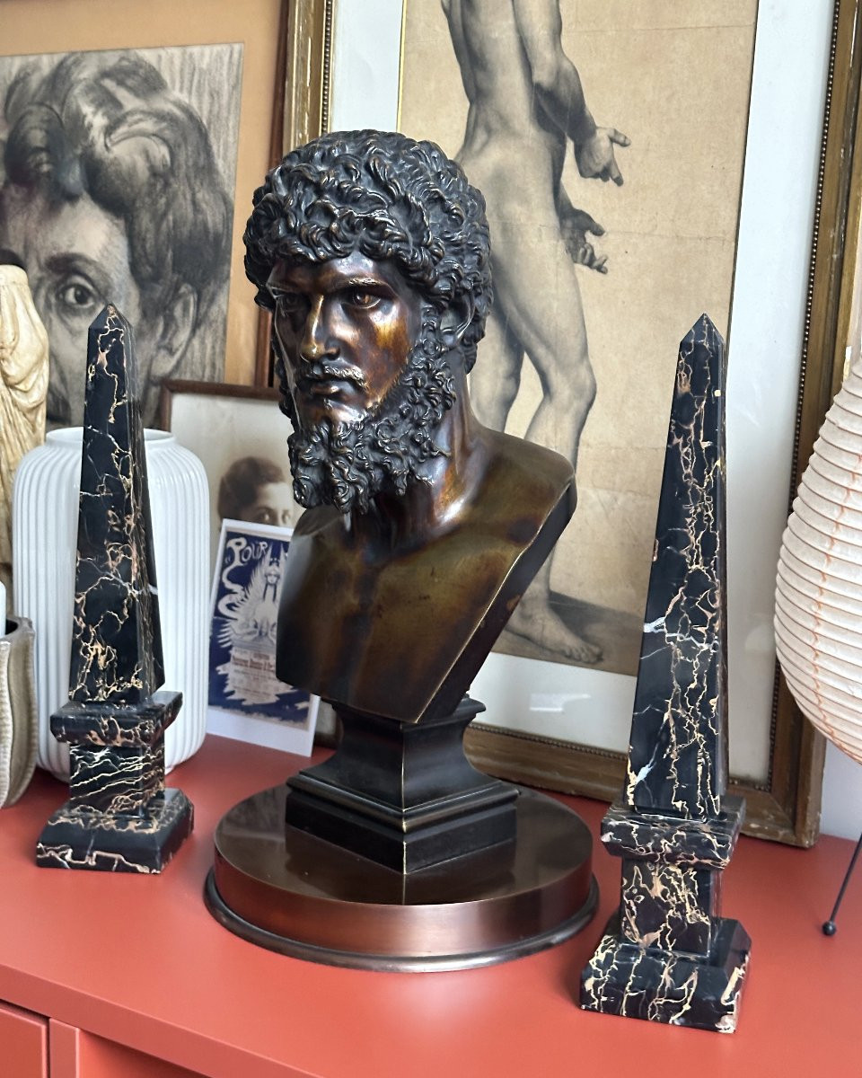 Buste de Lucius Verus - Bronze à patine cuivrée-photo-6