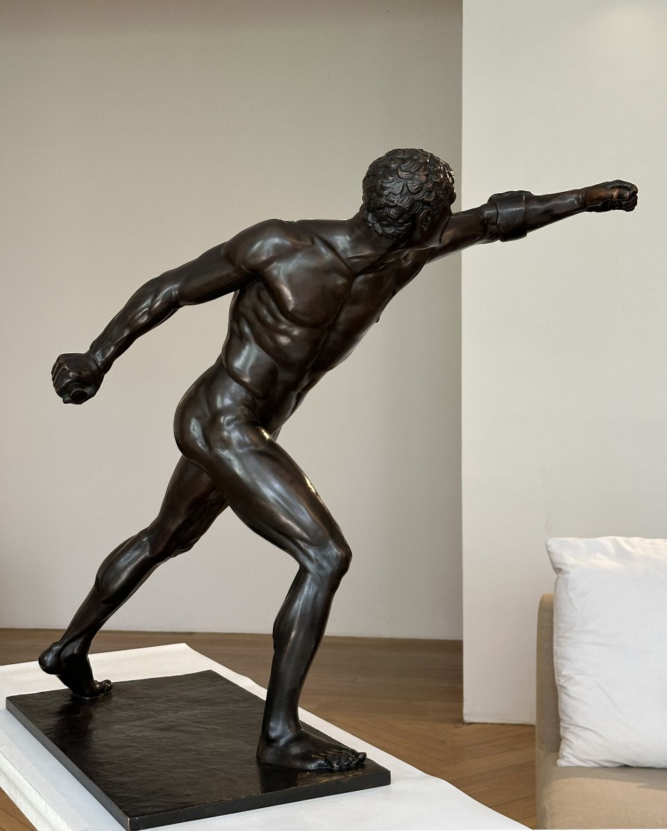 Borghese Gladiator - After Agasias Of Ephesus - Large Bronze-photo-3