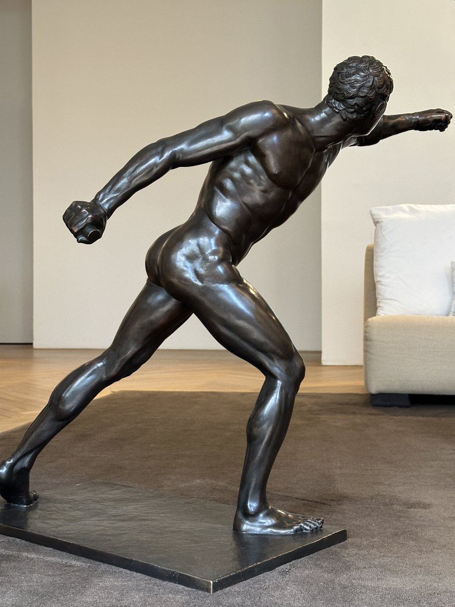 Borghese Gladiator - After Agasias Of Ephesus - Large Bronze-photo-1