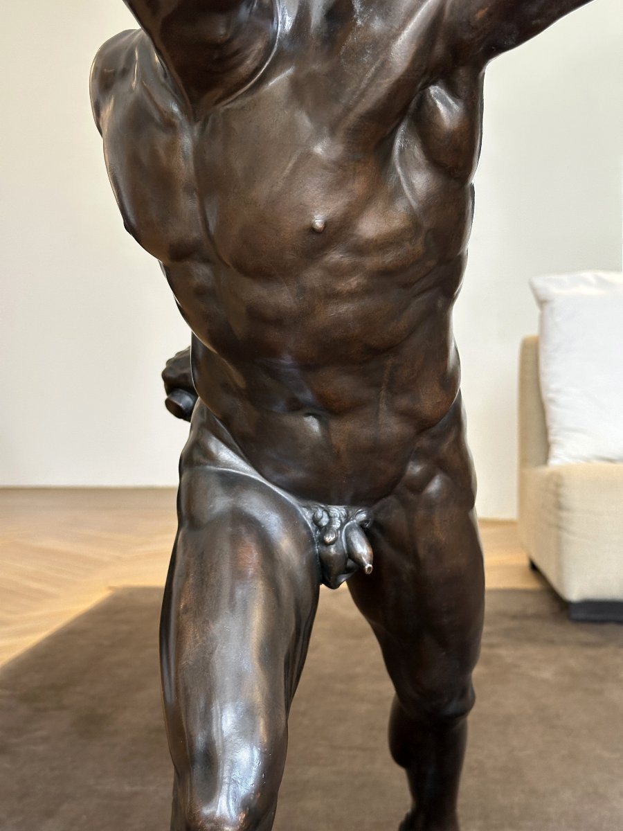 Borghese Gladiator - After Agasias Of Ephesus - Large Bronze-photo-2