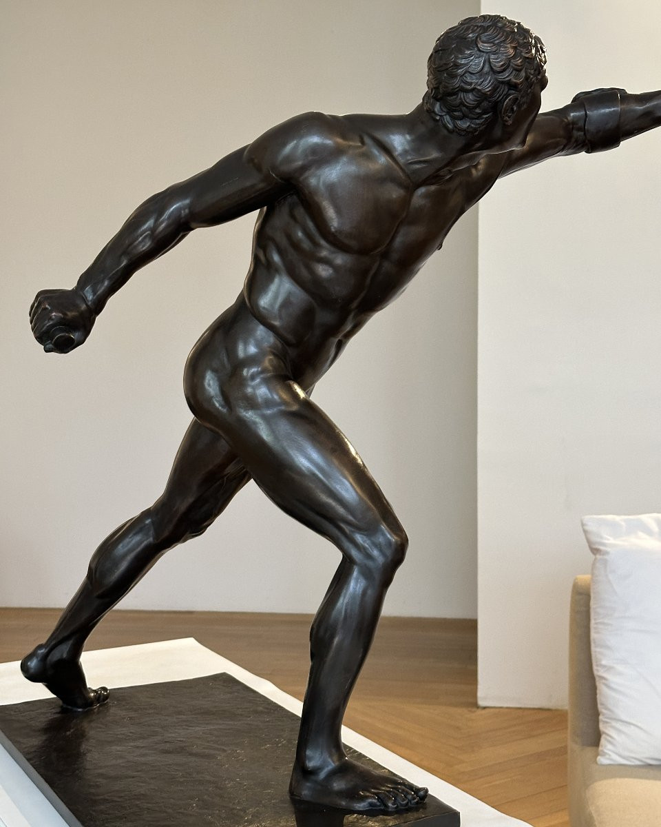Borghese Gladiator - After Agasias Of Ephesus - Large Bronze-photo-4