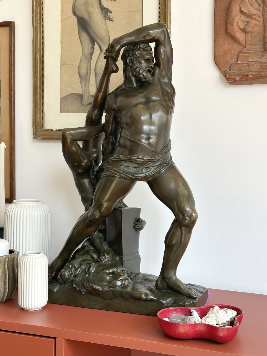 Hercules And Lichas—after Antonio Canova—19th-century Bronze-photo-3