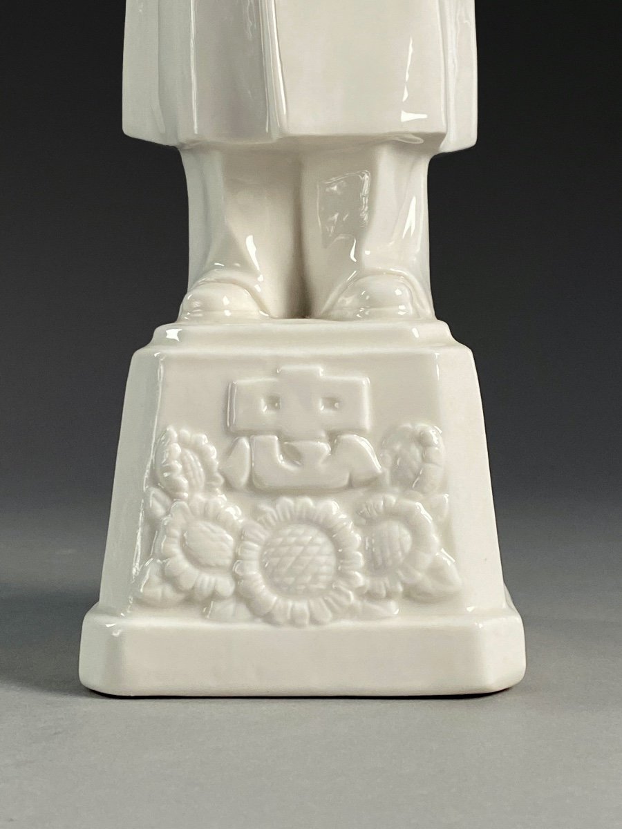 Mao Zedong - Set Of 3 White Porcelain Statuettes-photo-3