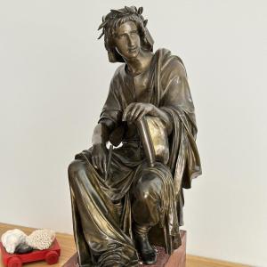 Seated Virgil - After Emile-victor Blavier - Bronze XIX