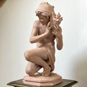 Pêcheur à la coquille - Jean-Baptiste Carpeaux - Terre Cuite cachet Susse Frères