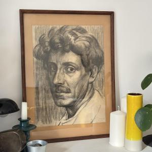 Autoportrait - Charles Sénard (1878-1934) - Fusain sur papier