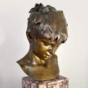 Bust Of A Young Fisherman - Vincenzo Gemito - Bronze On A Marble Base