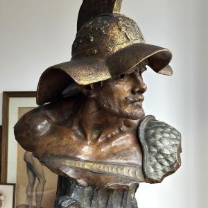 Buste de gladiateur - Richard AURILI - Terre cuite patinée