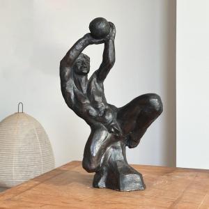 André ROZAY - Athlète au ballon - Grès La Borne c. 1960