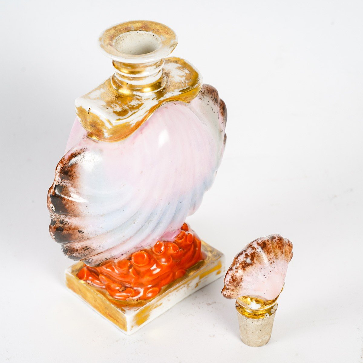 Flacon En Porcelaine, Forme Coquillage, Vieux Paris XIXéme-photo-3