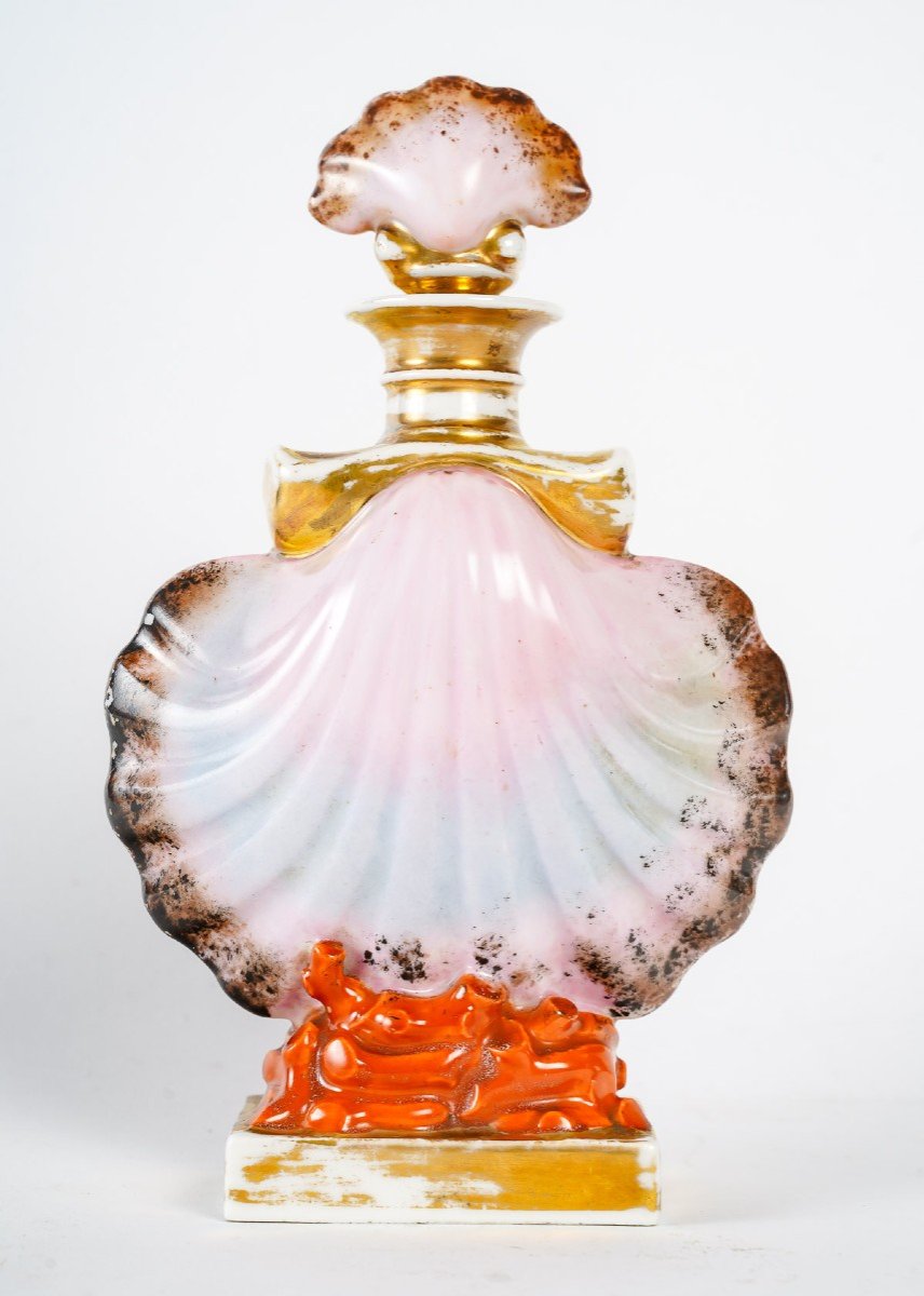 Flacon En Porcelaine, Forme Coquillage, Vieux Paris XIXéme-photo-3