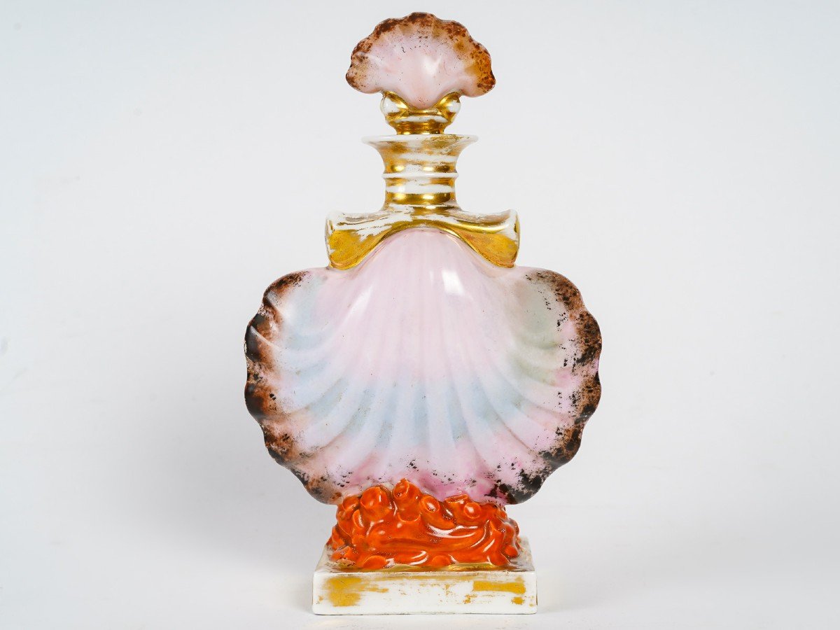 Flacon En Porcelaine, Forme Coquillage, Vieux Paris XIXéme