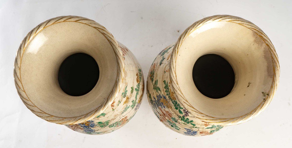 Pair Of Ceramic Vases From Japan Meiji Period-photo-1