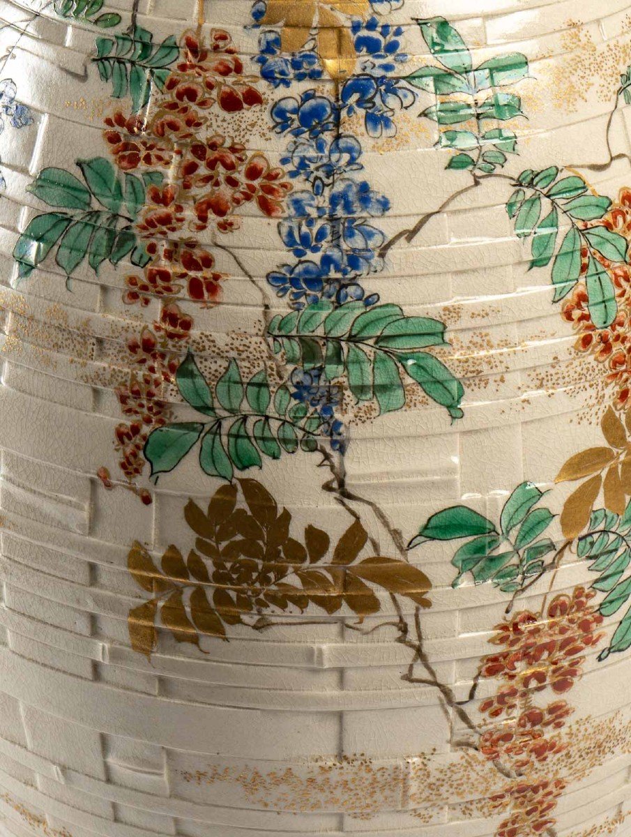 Pair Of Ceramic Vases From Japan Meiji Period-photo-3