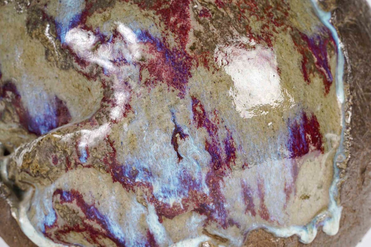 Open Sphere Sculpture In Glazed Stoneware By Bernard Dejonghe-photo-3