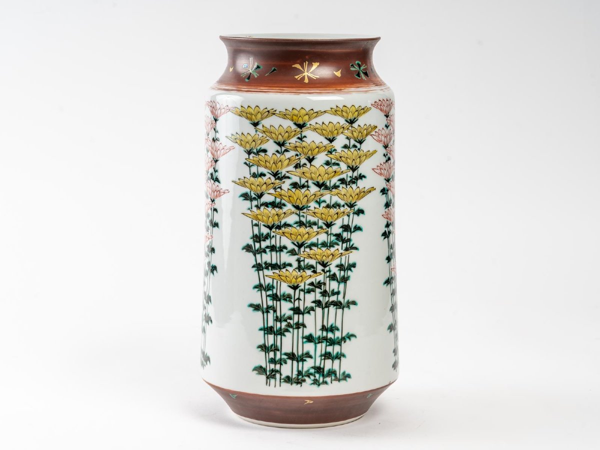 Vase cylindrique en porcelaine de Kutani, Japon 20th century-photo-1