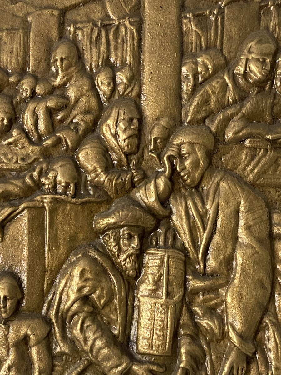 Plaque en bronze judaïca d'aprés Maurycy Gottlieb (1856-1879)-photo-3