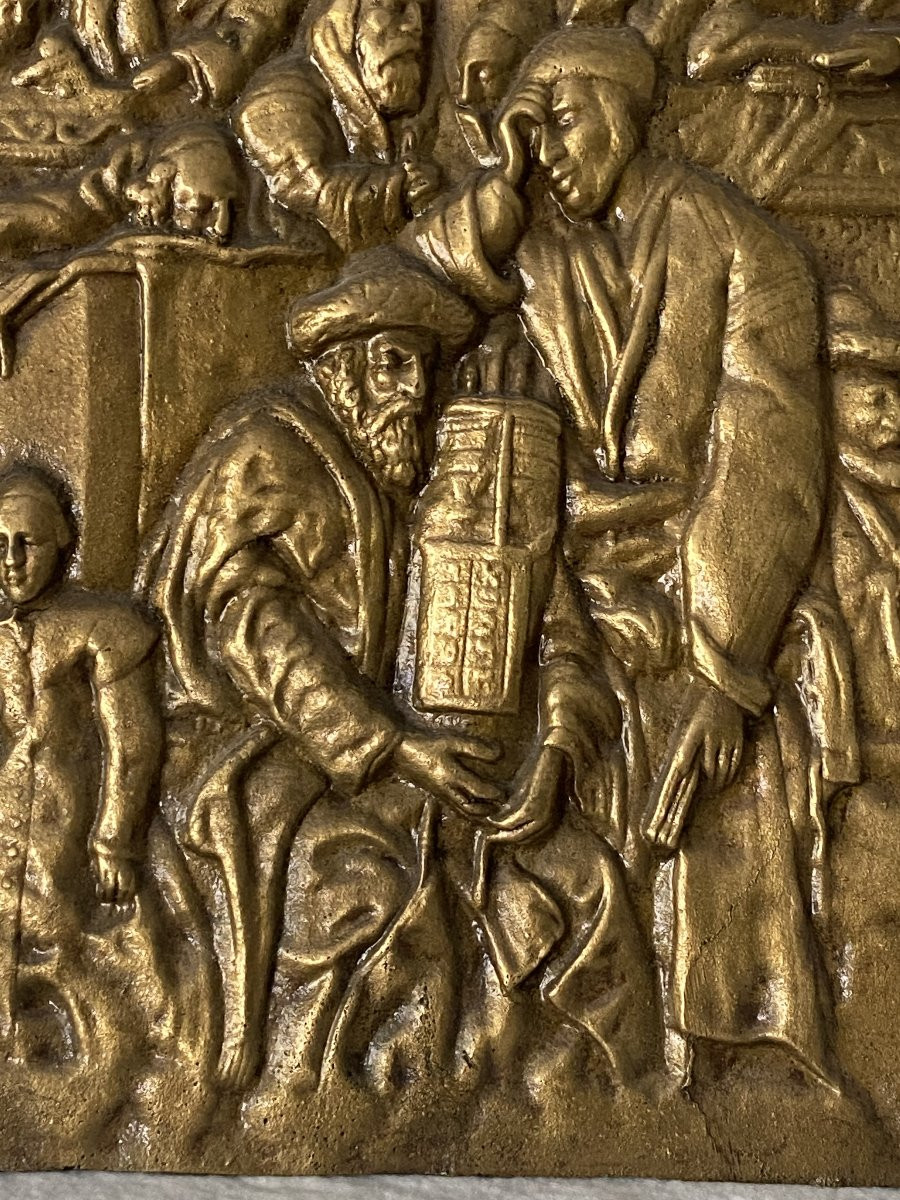 Plaque en bronze judaïca d'aprés Maurycy Gottlieb (1856-1879)-photo-3