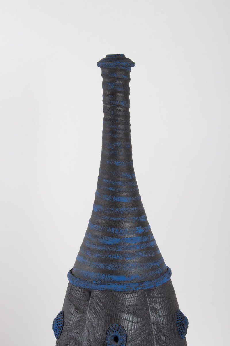Grande bouteille en céramique par Emmanuel Peccatte ( 1974 - 2015 ) -photo-1