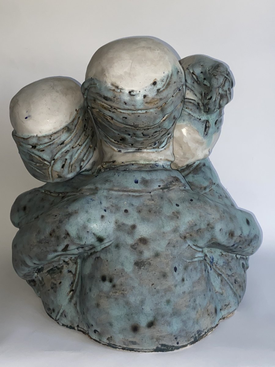 Sculpture "les trois têtes " par Charles Semser (1922-2011)-photo-3