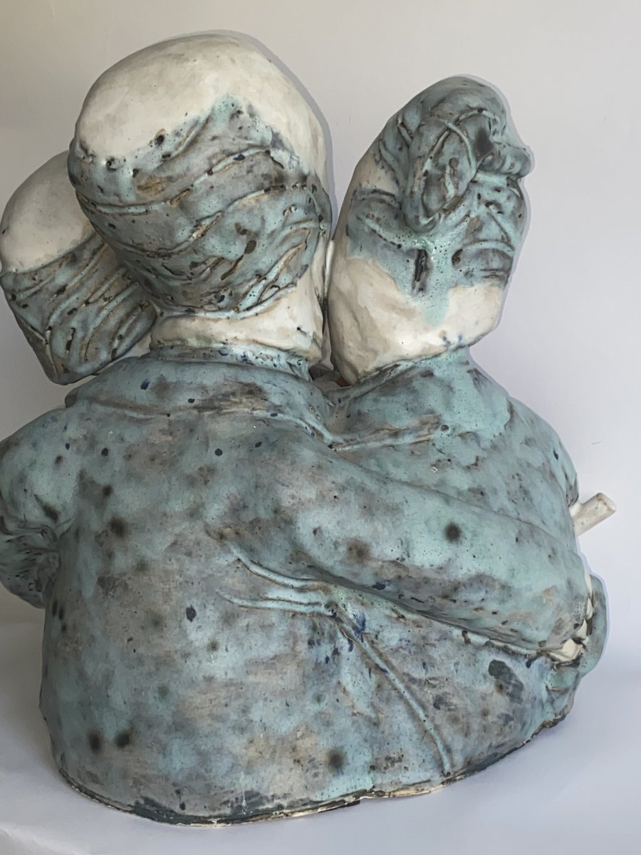Sculpture "les trois têtes " par Charles Semser (1922-2011)-photo-2