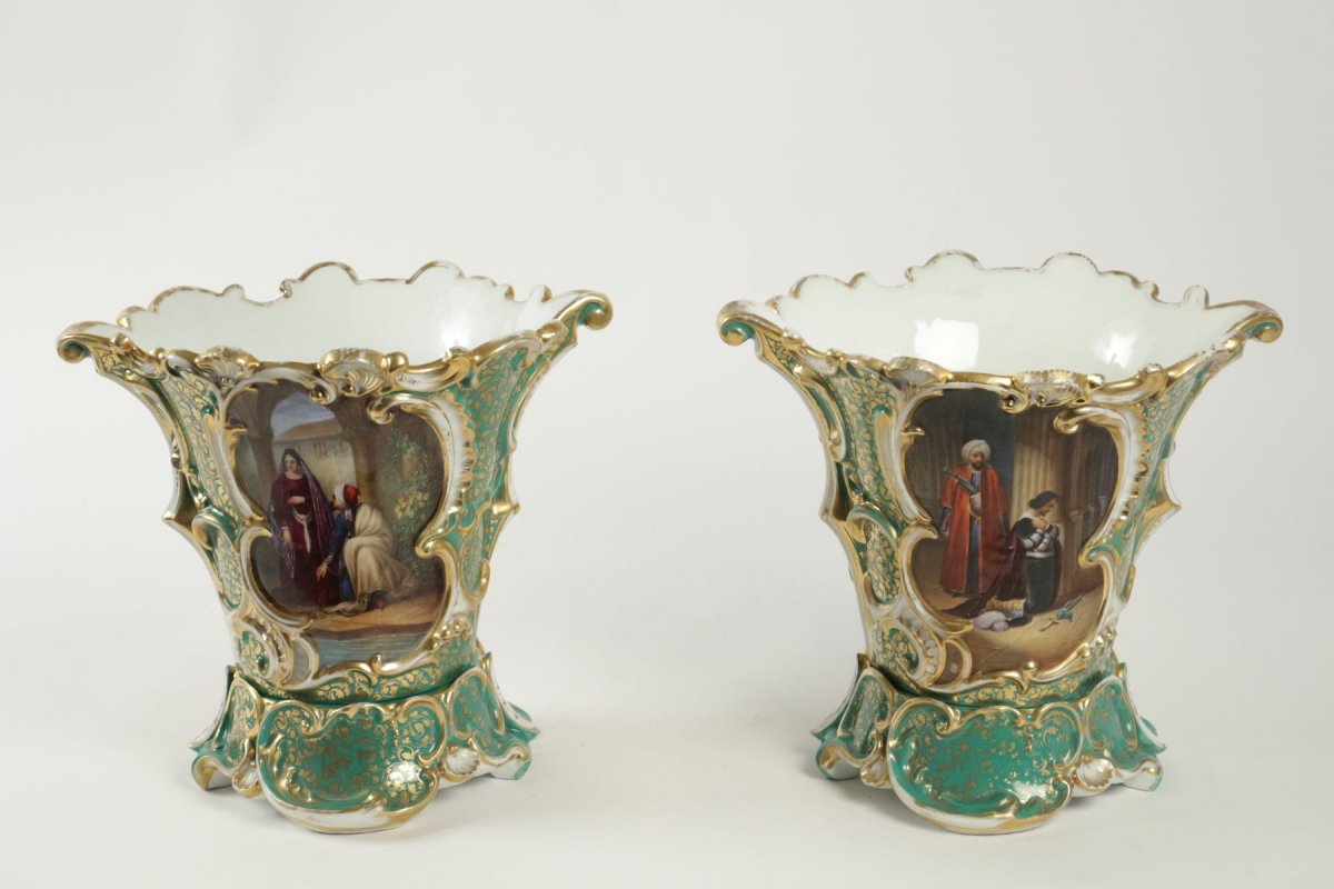 Paire de vases de mariés en porcelaine attribué à Jacob Petit-photo-4