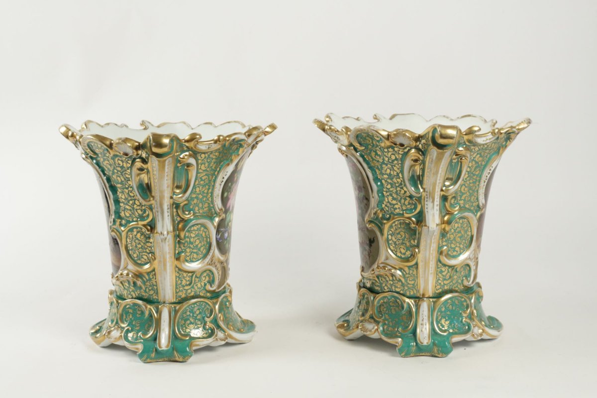 Paire de vases de mariés en porcelaine attribué à Jacob Petit-photo-7