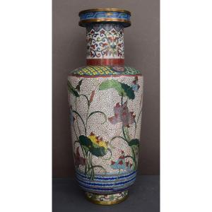 Vase En Emaux Cloisonnés Chine XIX Eme Siecle