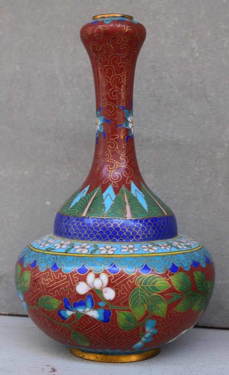 Pair Of Cloisonne Enamel Vases-photo-4