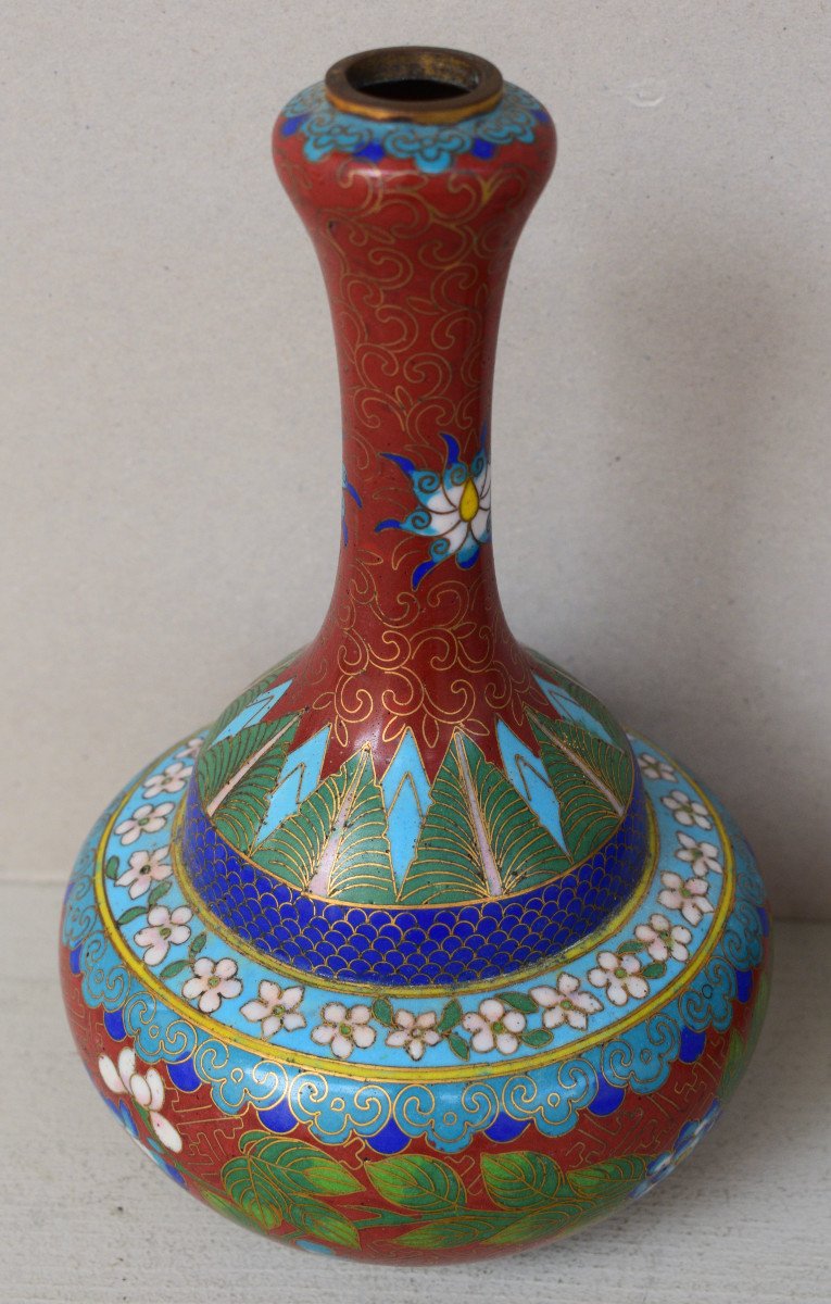 Pair Of Cloisonne Enamel Vases-photo-1