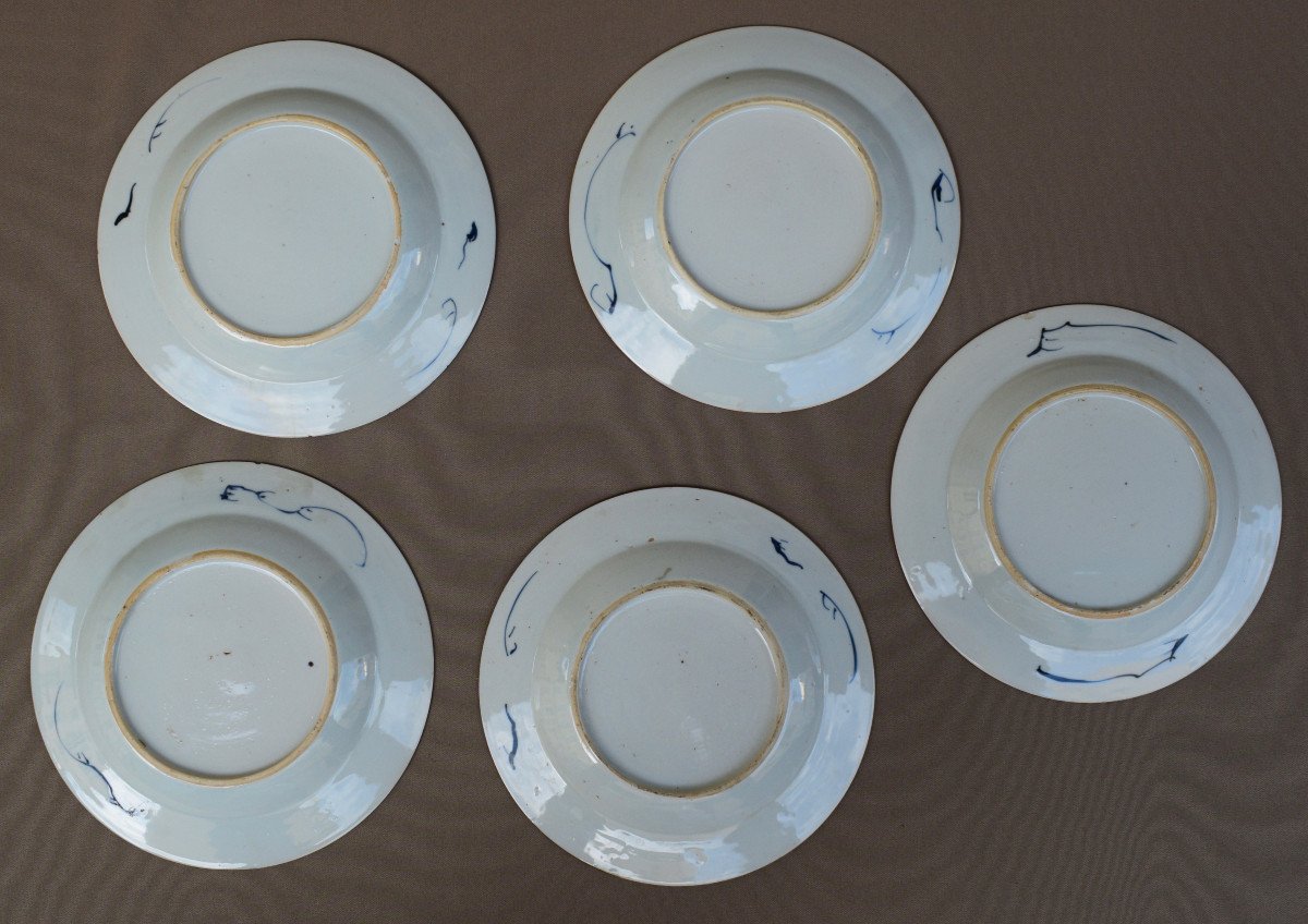 5 XVIII Eme China Porcelain Plates-photo-4