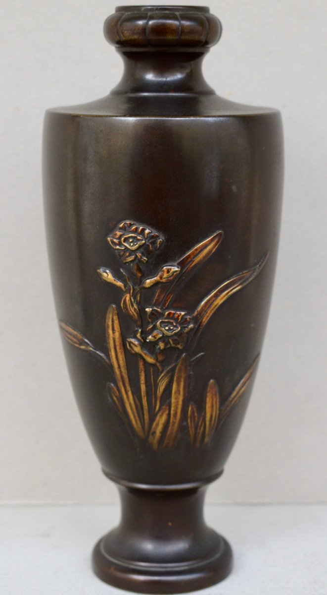 Japanese Bronze Vase Meiji Period-photo-2