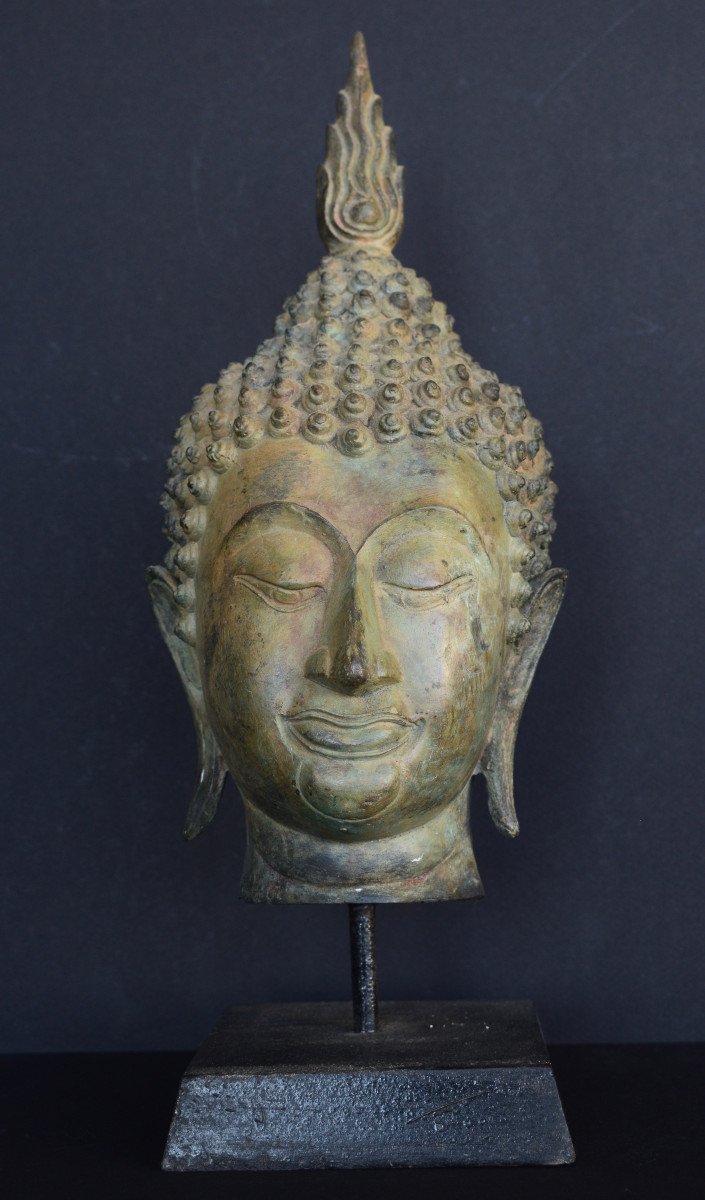 Tete De Bouddha En Bronze Thailande XIX Eme Siecle