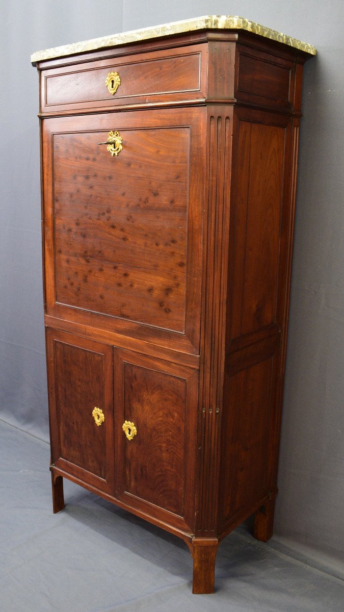 Secretaire De Dame En Acajou De Cuba d'Epoque Louis XVI-photo-3