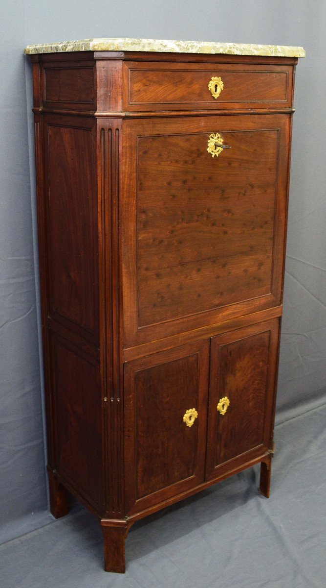 Secretaire De Dame En Acajou De Cuba d'Epoque Louis XVI-photo-4
