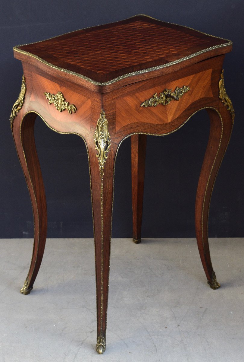 Louis XV Style Worker In Marquetry-photo-8
