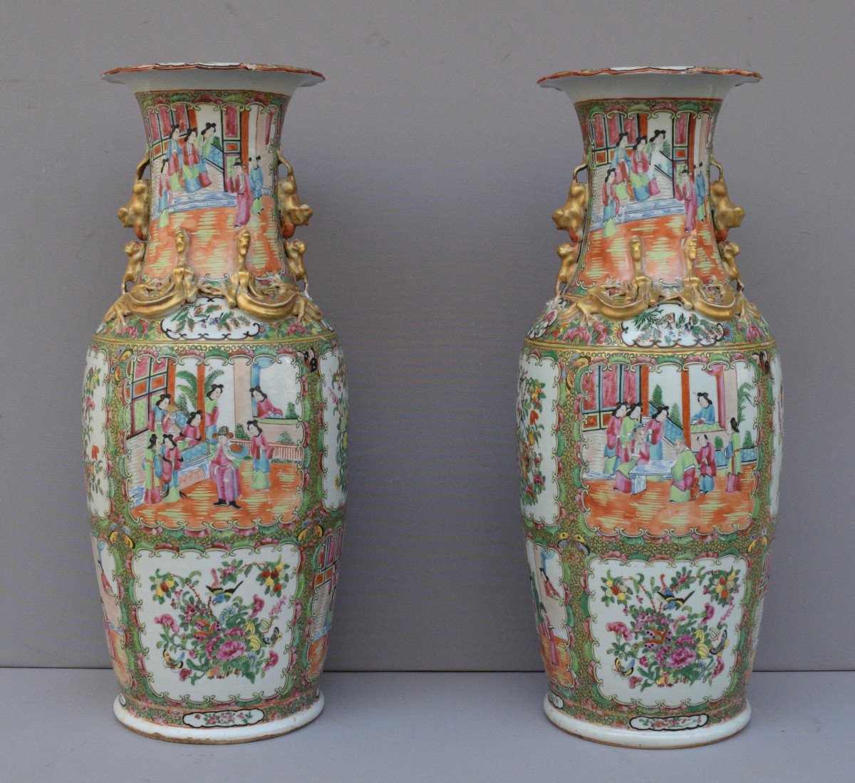 China Pair Of Large Famille Rose Enamel Vases-photo-3