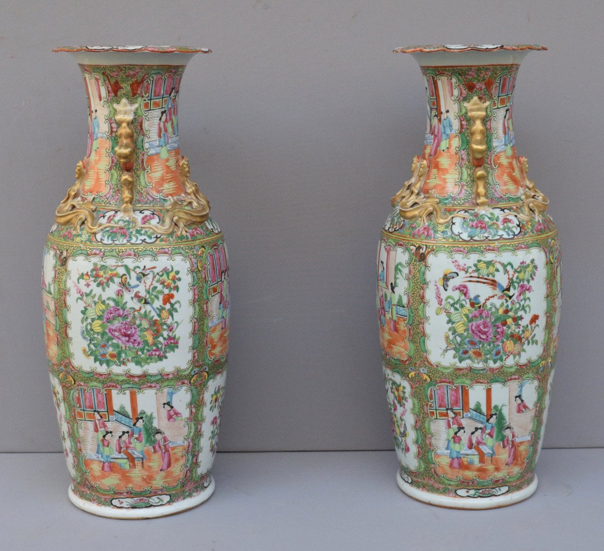 China Pair Of Large Famille Rose Enamel Vases-photo-4