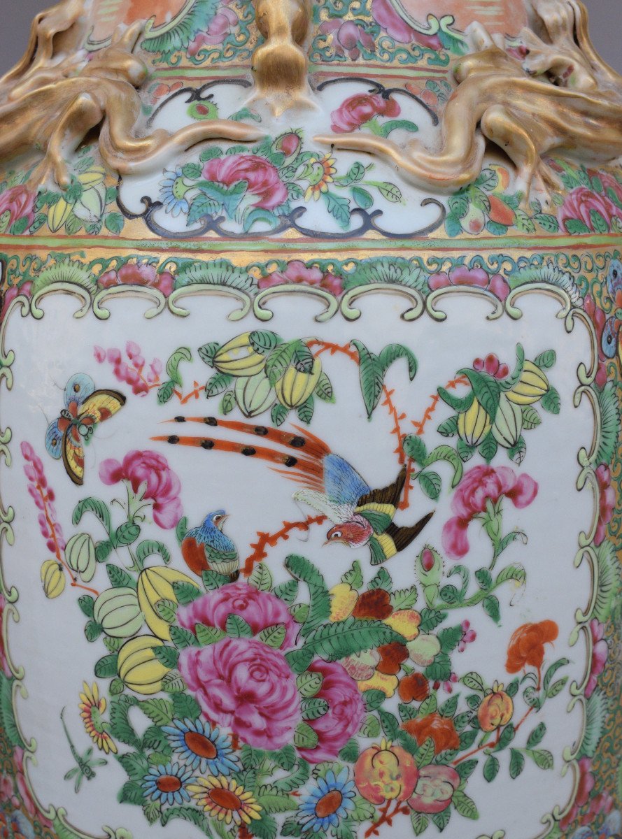 China Pair Of Large Famille Rose Enamel Vases-photo-6
