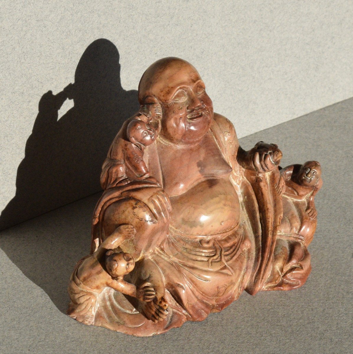 Laughing Buddha In Steatite China XIX Eme Century-photo-1