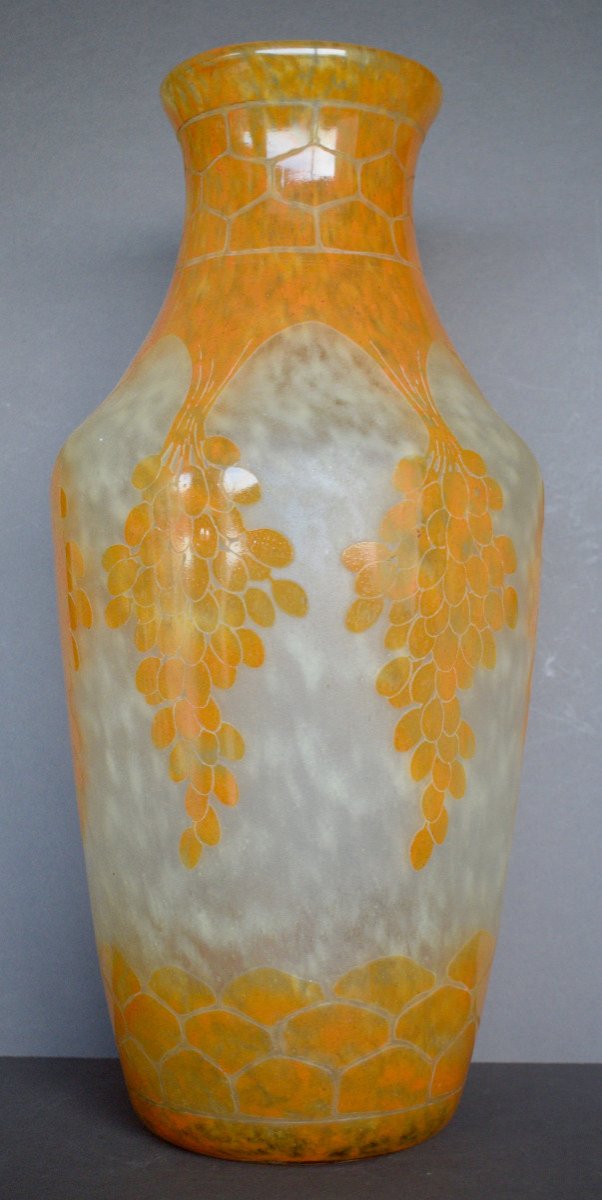 French Glass Large Vase In Glass Pate-photo-3