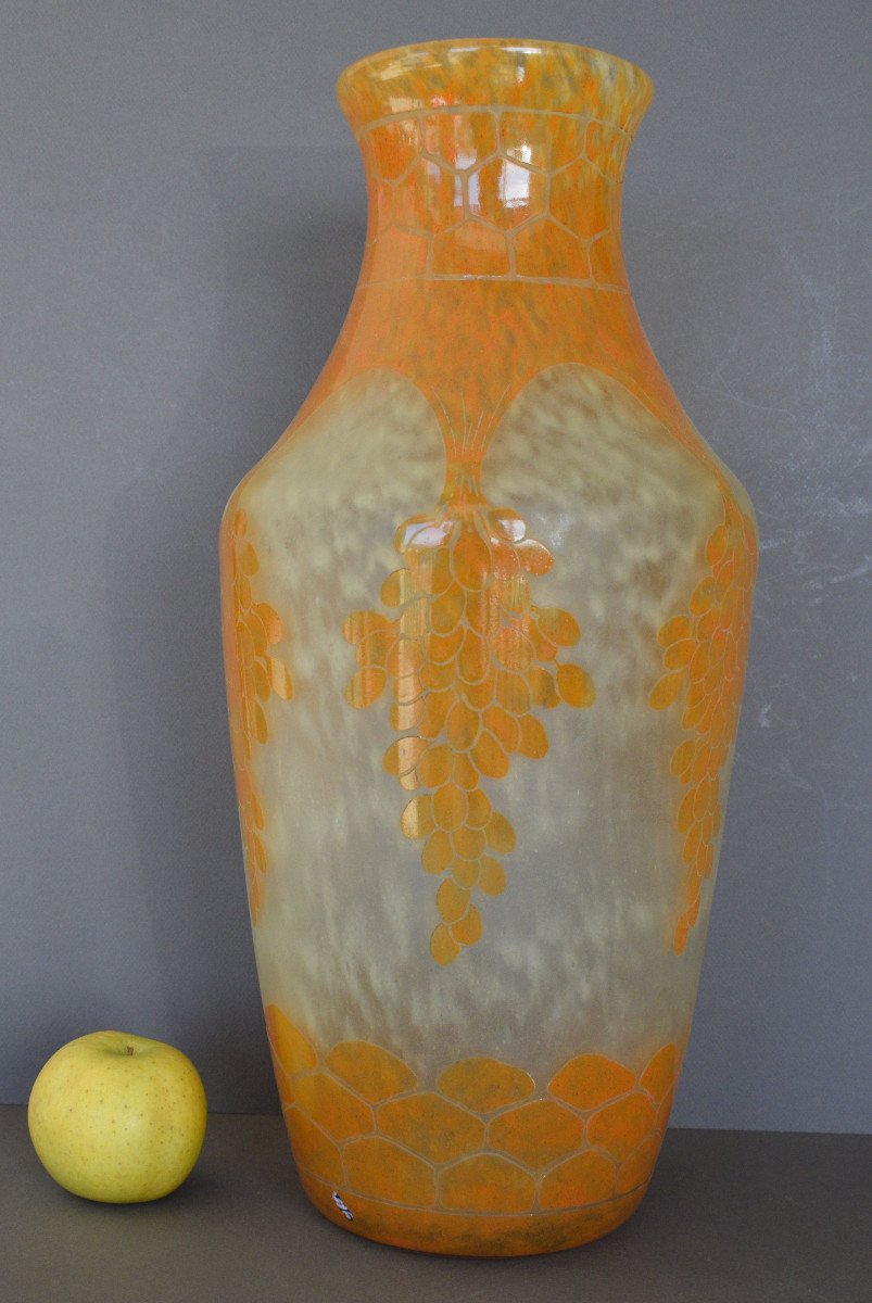 French Glass Large Vase In Glass Pate-photo-4