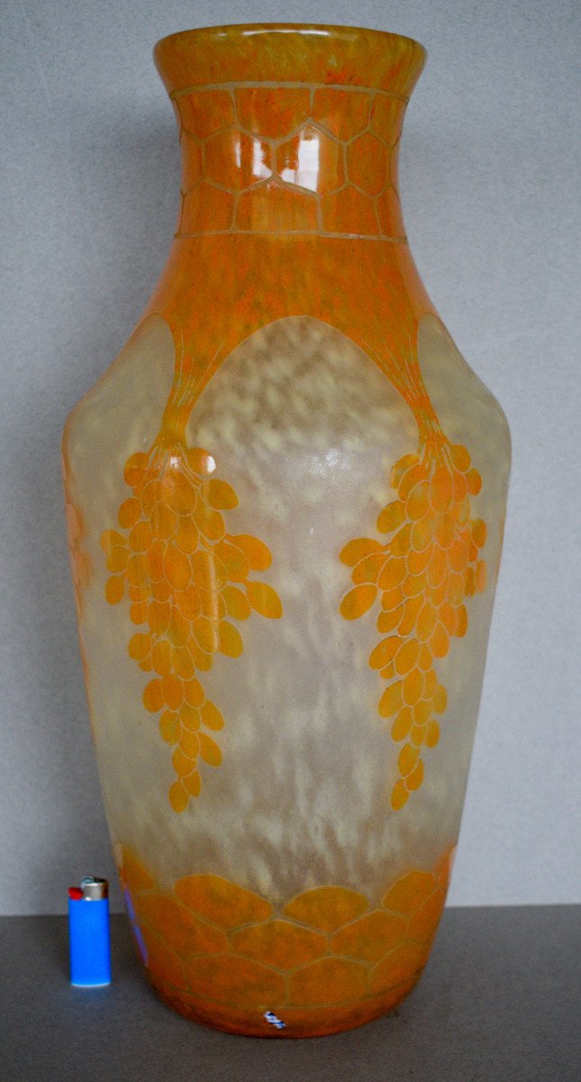 French Glass Large Vase In Glass Pate