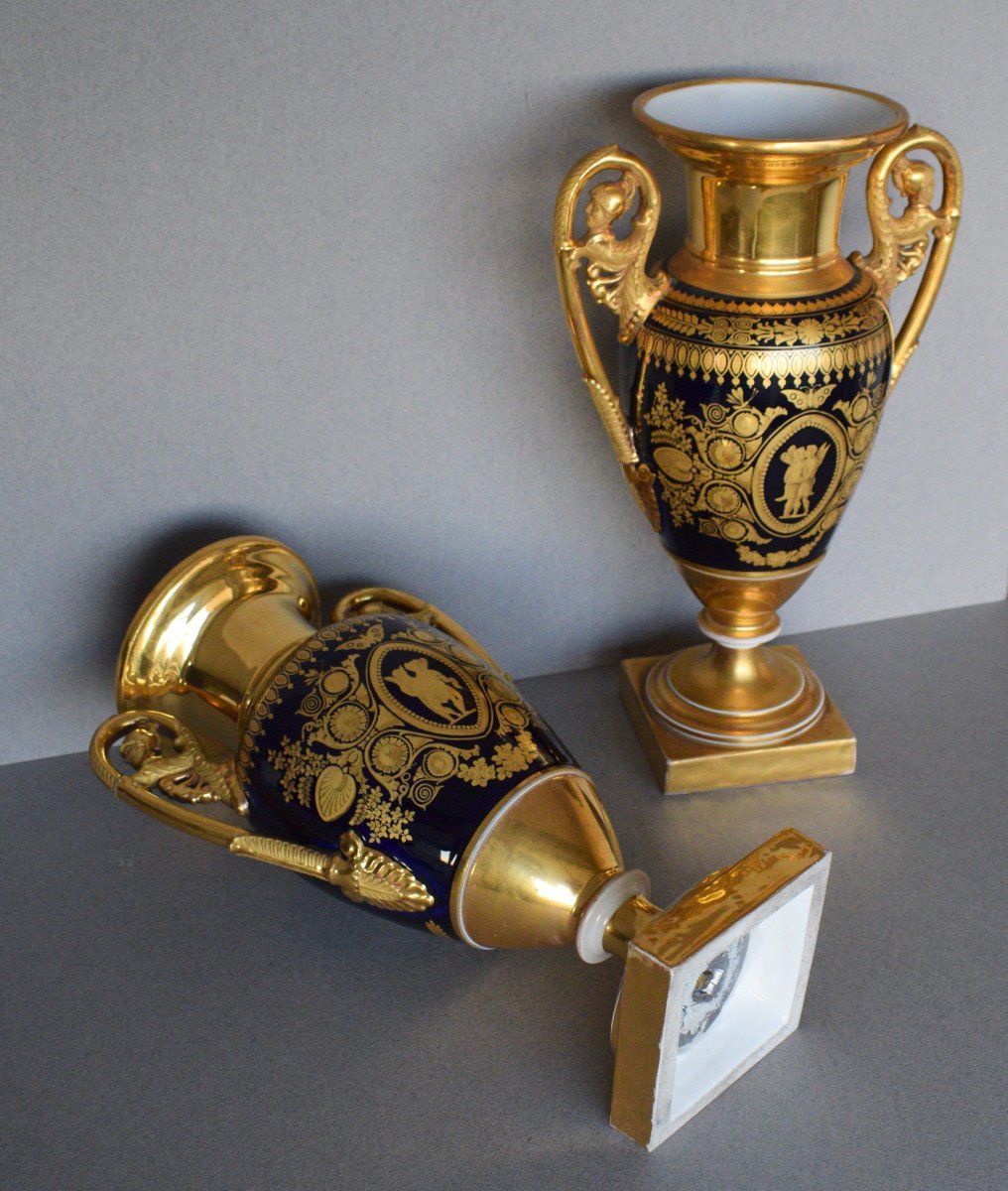 Pair Of Paris Porcelain Vases Attributed To Darte Freres-photo-5