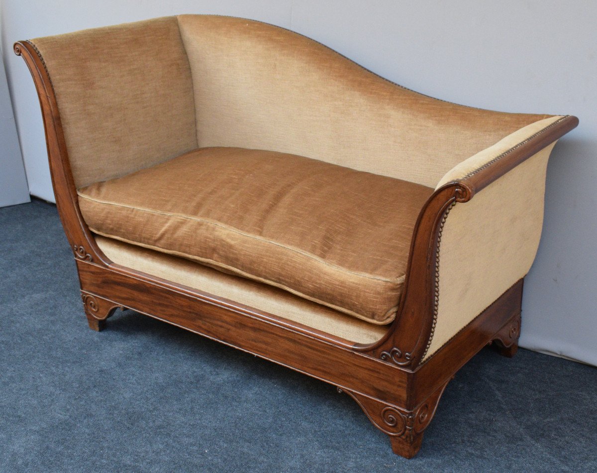 Restoration Period Chaise Lounge In Cuban Mahogany-photo-3