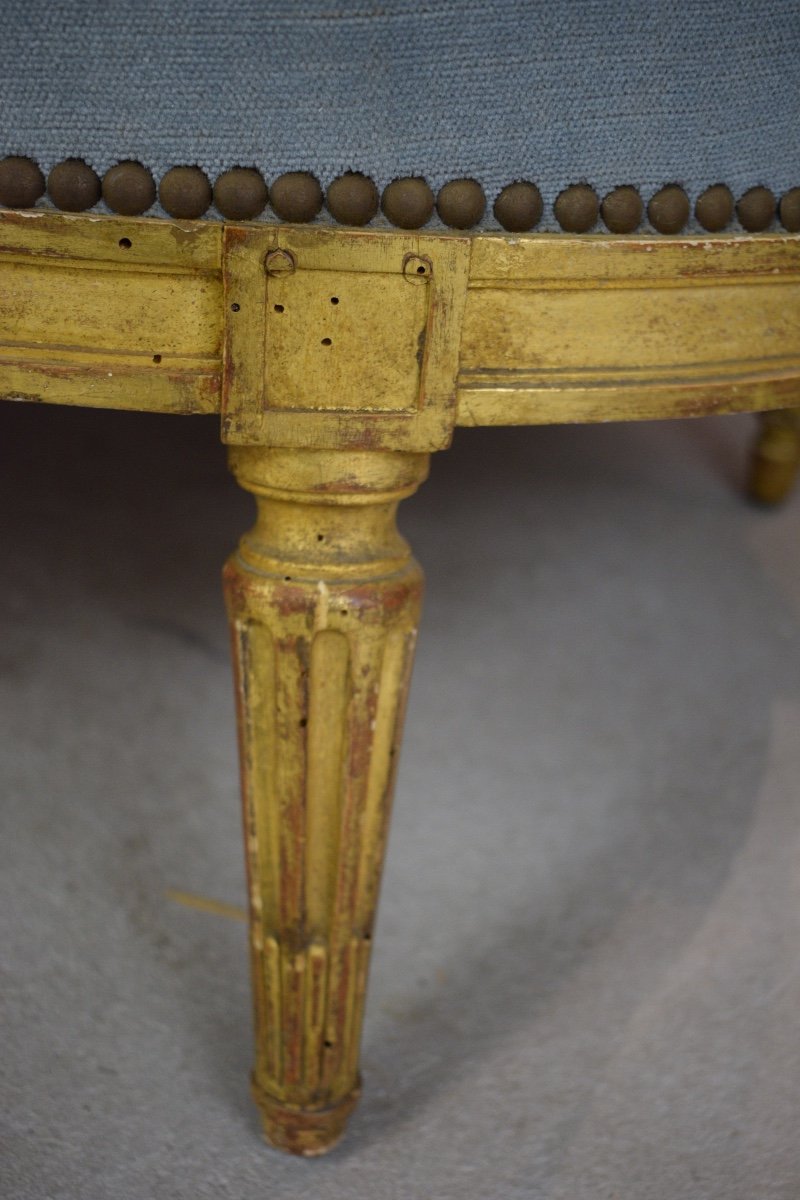 Pair Of Louis XVI Style Basket Sofas In Golden Wood-photo-6