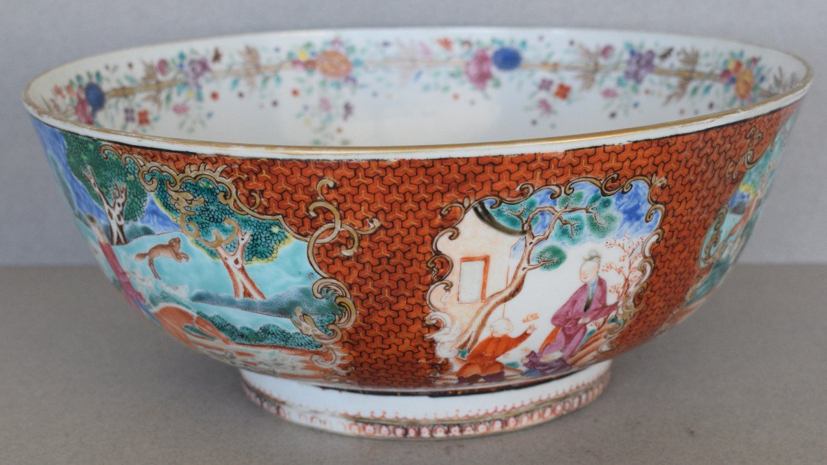 Large Porcelain Bowl From The Compagnie Des Indes Decor With Mandarins China XVIII Eme Century-photo-3