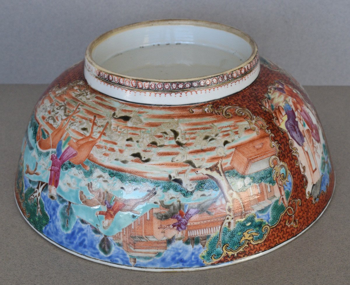 Large Porcelain Bowl From The Compagnie Des Indes Decor With Mandarins China XVIII Eme Century-photo-4