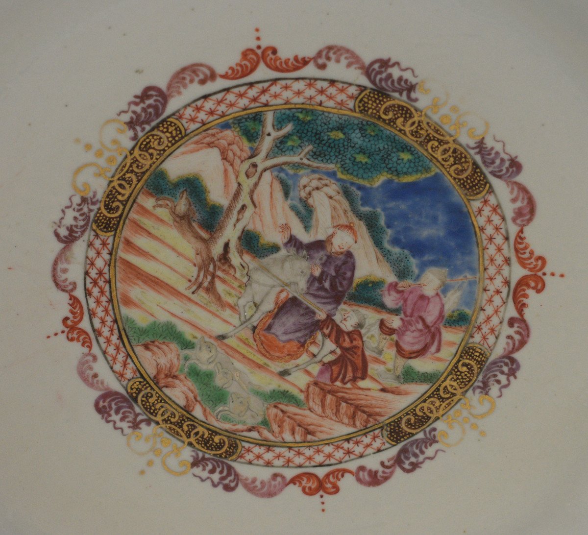 Large Porcelain Bowl From The Compagnie Des Indes Decor With Mandarins China XVIII Eme Century-photo-1