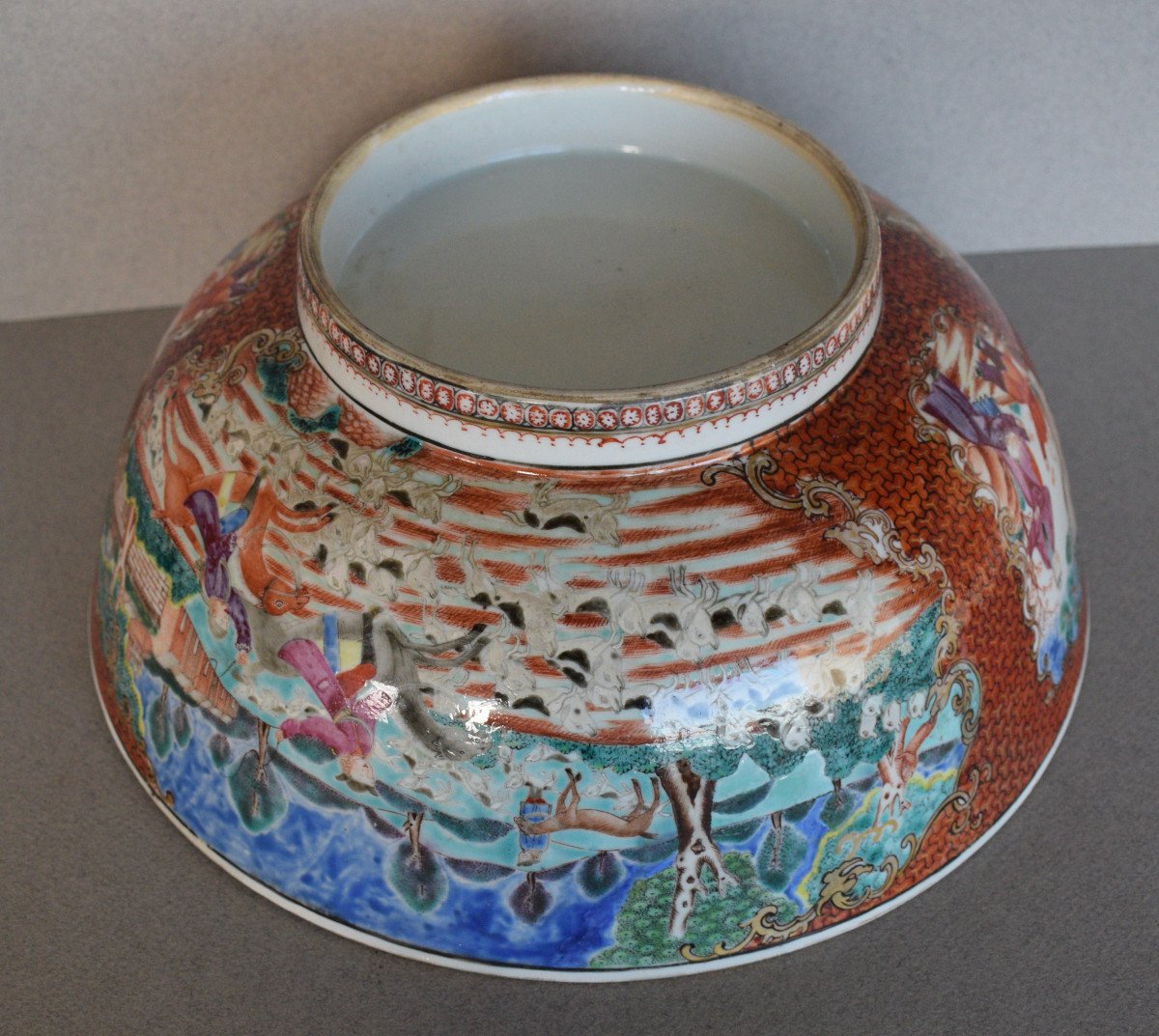 Large Porcelain Bowl From The Compagnie Des Indes Decor With Mandarins China XVIII Eme Century-photo-7